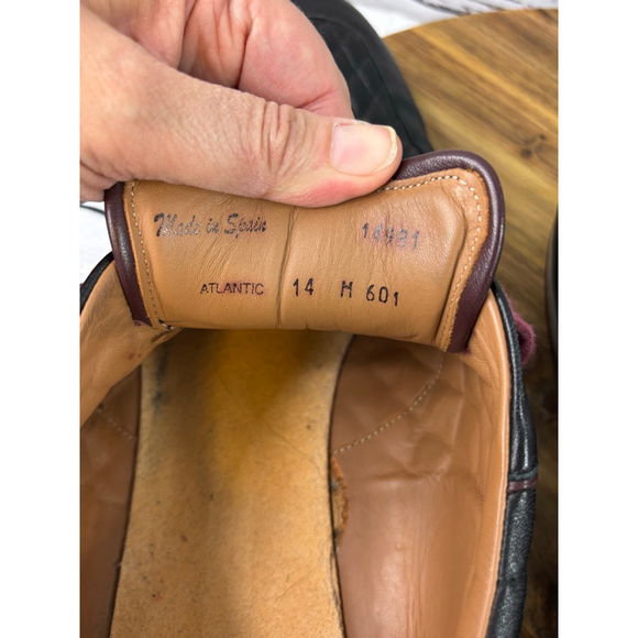 Men's Mezlan Black Quilted Leather Sneakers with Burgundy Laces, Size 14 - Picture 14 of 15